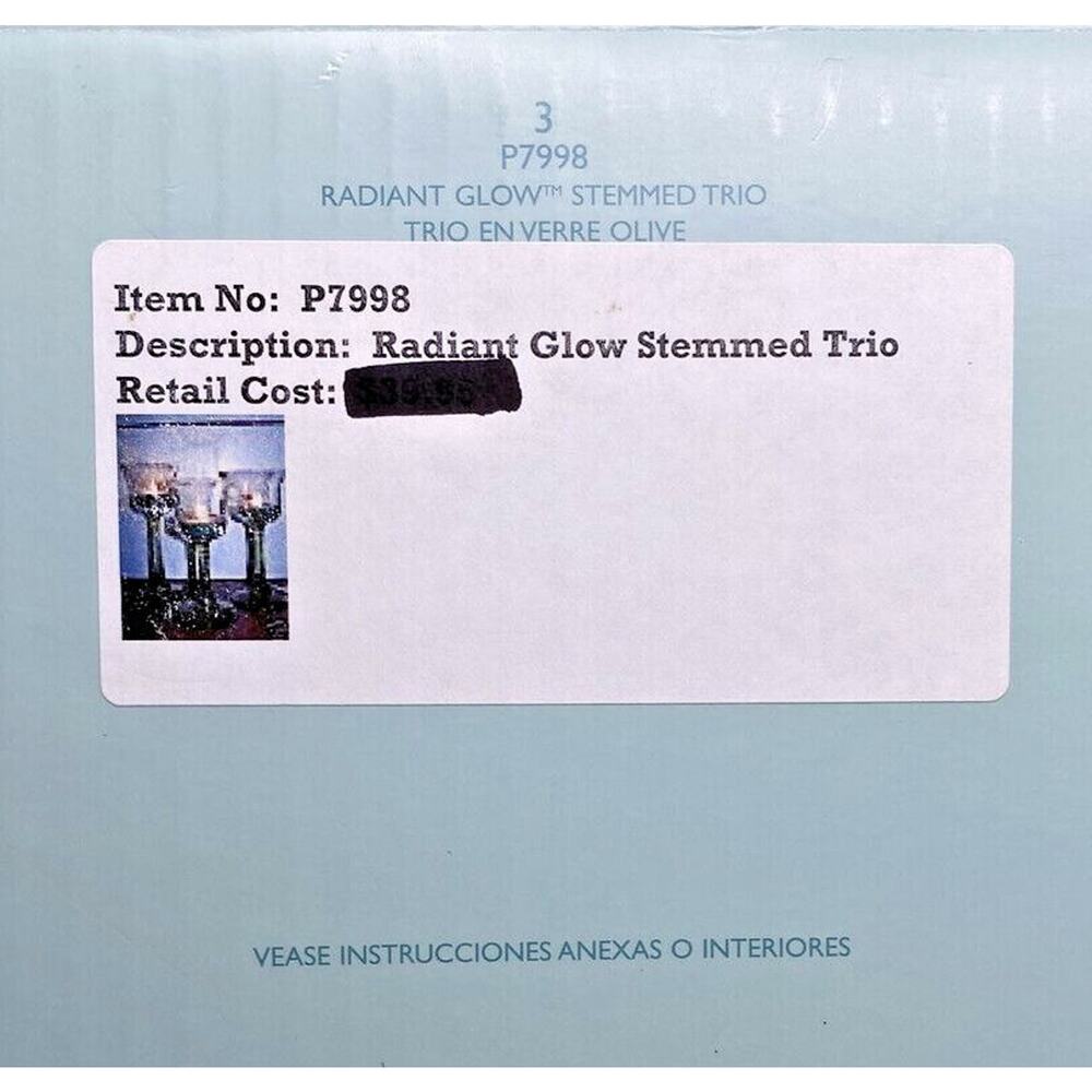 PartyLite Radiant Glow Stemmed‎ Votive Holder Trio Retired NIB P4H/P7998 - Picture 3 of 3